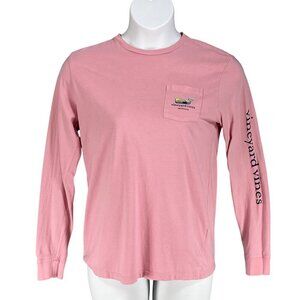 Vineyard Vines California XL Pink T Shirt Rainbow Whale Long Sleeve Spell Out